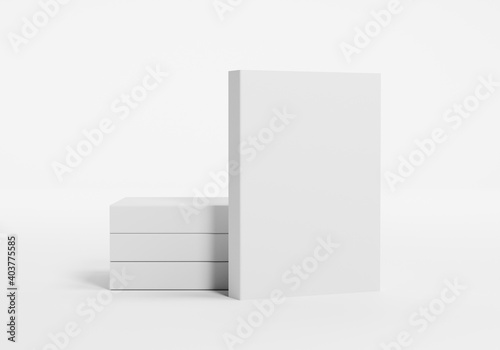 4 softcover books with blank cover isolated. 3d Render