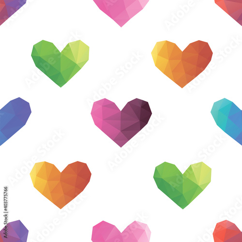 Abstract triangle heart seamless pattern backgrounds. Wrapping paper, postcard design. Vector illustration