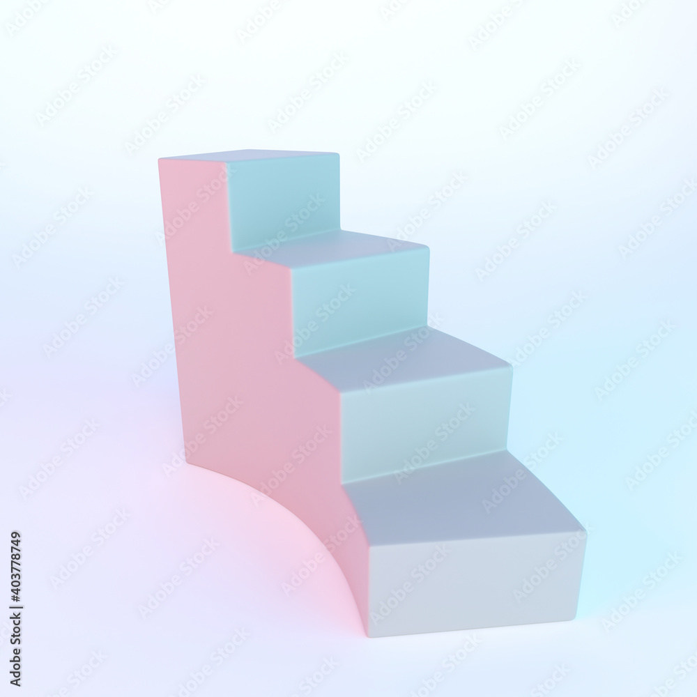Fototapeta premium Simple POS display. White stairs stand 