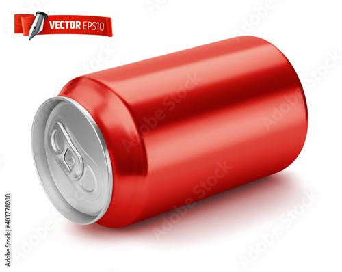 Canette de soda rouge vectorielle sur fond blanc