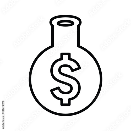 Alchemy, chemical glass retort line icon. outline vector