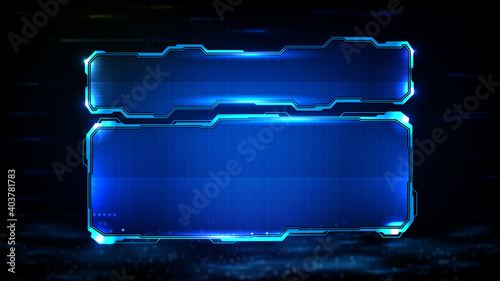 abstract futuristic background of blue glowing technology sci fi frame hud ui