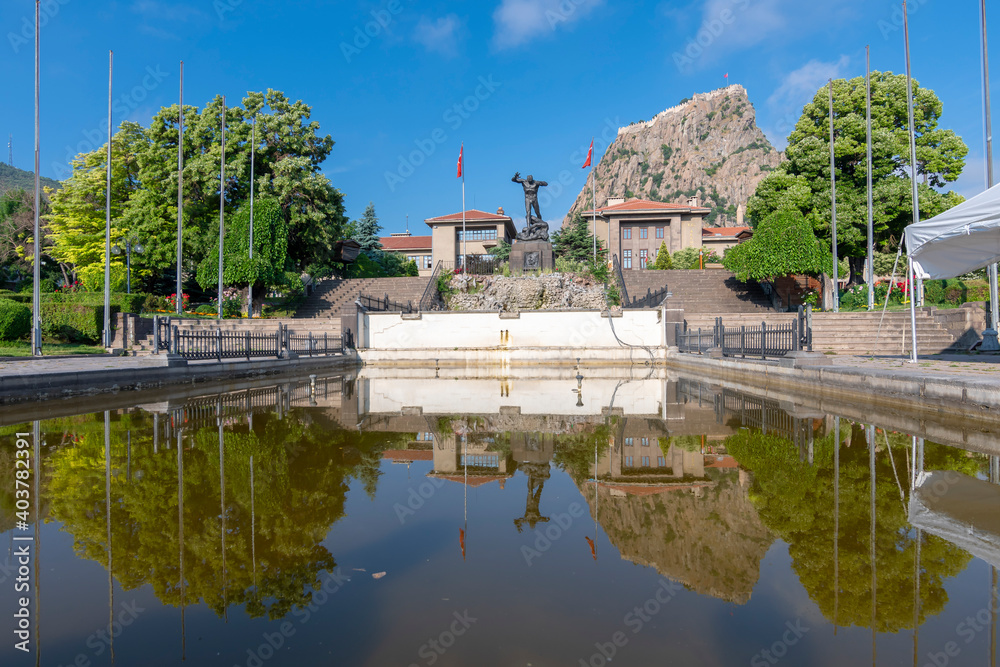 Fototapeta premium Afyon Ataturk Buyuk Utku Monument view. Afyon is located center of Anatolia.