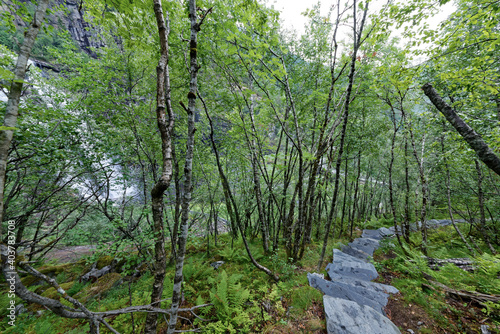 Norwegen - Vossevangen - Skjervsfossen Wasserfall - Wanderweg zum oberen Viewpoint photo