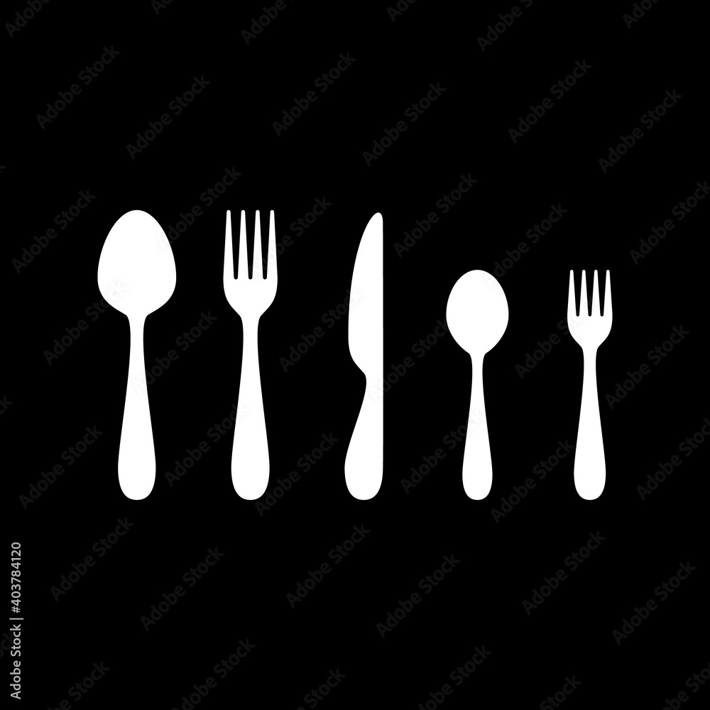 Set of cutlery with spoon, fork, knife