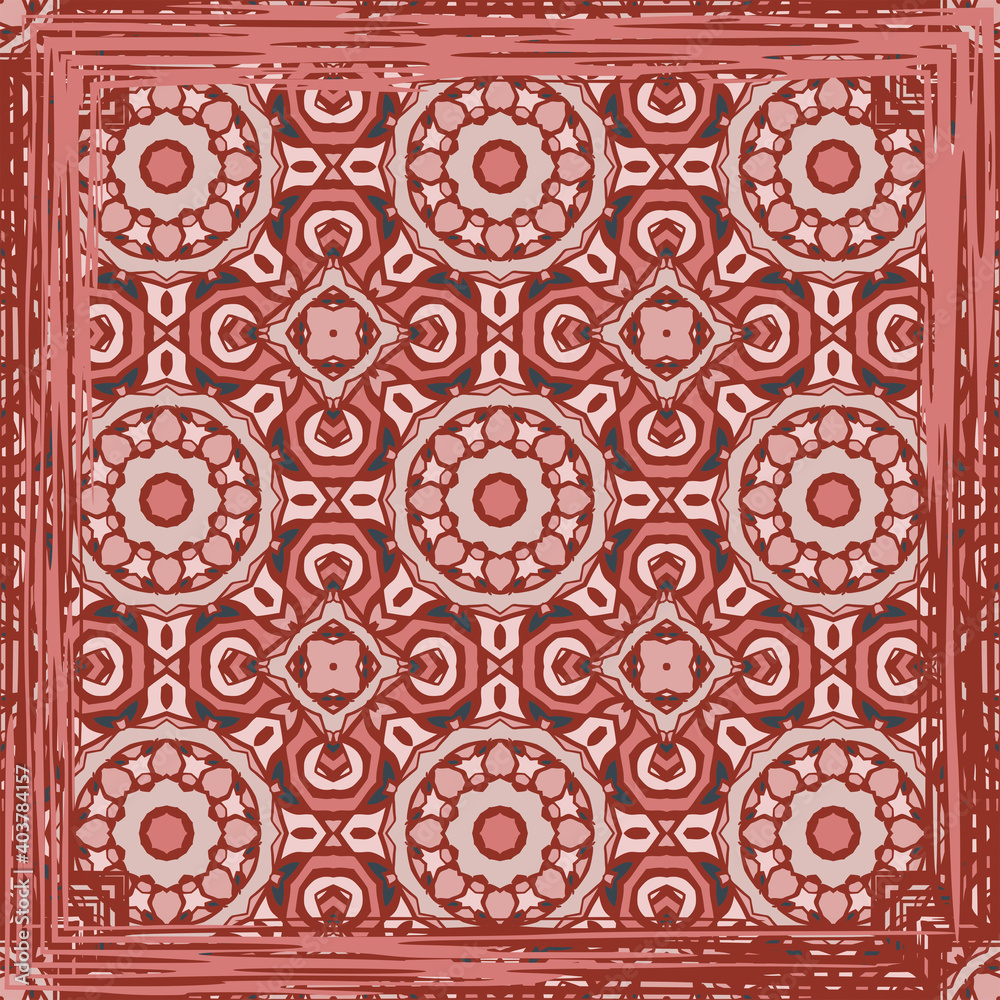 Trendy bright color seamless pattern in red  for decoration, paper, tiles, textiles, carpet, pillows. Home decor, interior design, cloth design. Frame.