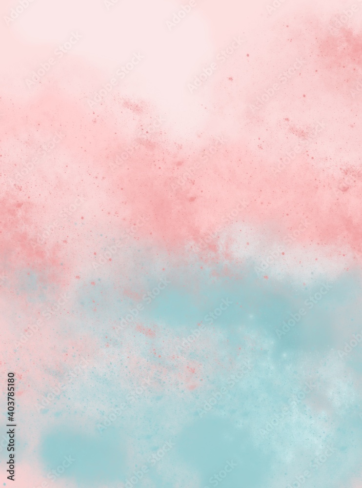 watercolor background with watercolor.  Pink fluffy sky. Blue sky. Background for Instagram story. Set of abstract modern prints. Logo. Wall art. Poster. Business card