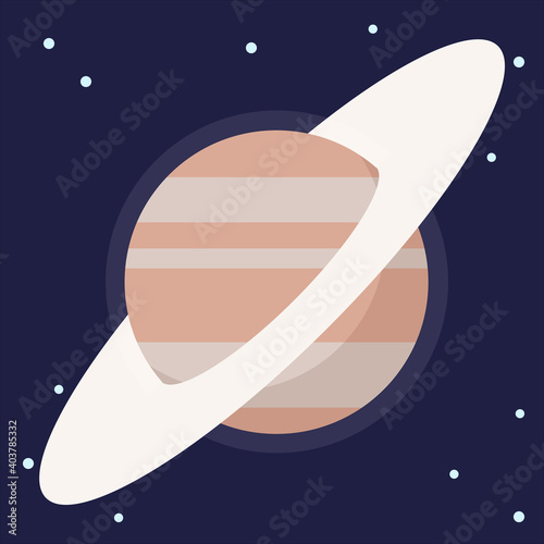 Flat vector icon of Saturn