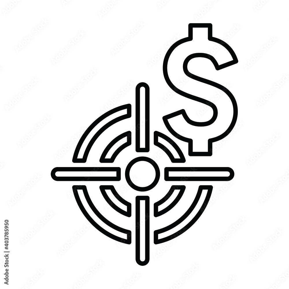 Bullseye, location strategy line icon. outline vector. Bullseye, location strategy line icon. outline vector.