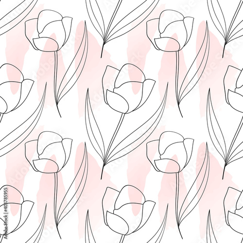 Tulips seamless pattern for textile, apparel, fabric, wrapping paper, wallpaper.Tulips floral backdrop