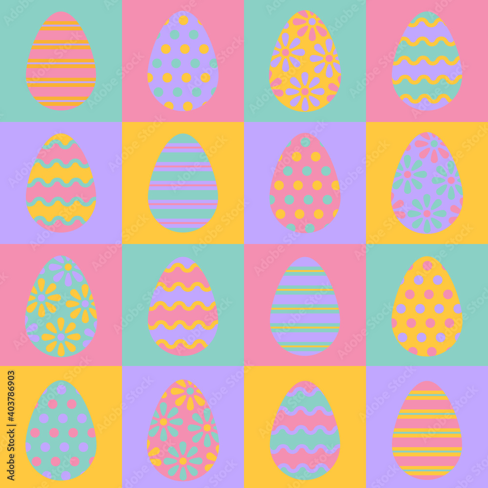 Easter eggs for easter day sweet and colorful with decoration patterns on white background. Set of colourful decorated  Easter Eggs for use in Easter designs. Vector illustration.