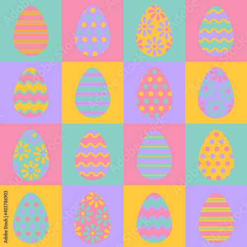 Easter eggs for easter day sweet and colorful with decoration patterns on white background. Set of colourful decorated Easter Eggs for use in Easter designs. Vector illustration.