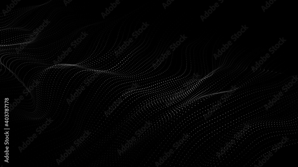 Wave of particles. Big data technology background. Futuristic point wave Abstract wave dots in dark background .Vector illustration Wave of particles. Big data technology background. Futuristic point wave Abstract wave dots in dark background .Vector illustration
