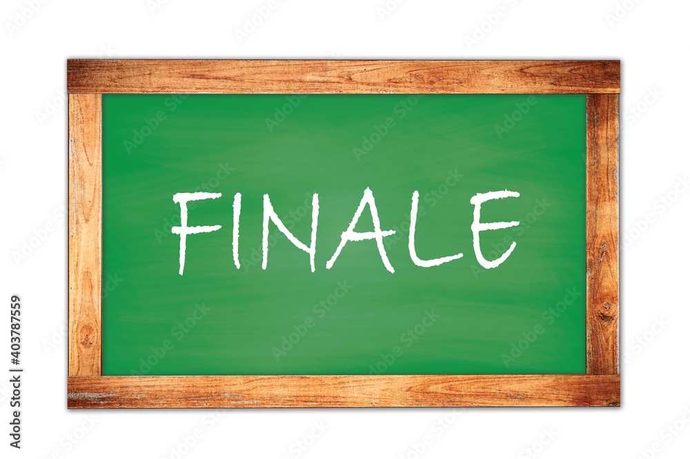 FINALE text written on green school board. FINALE text written on green school board.