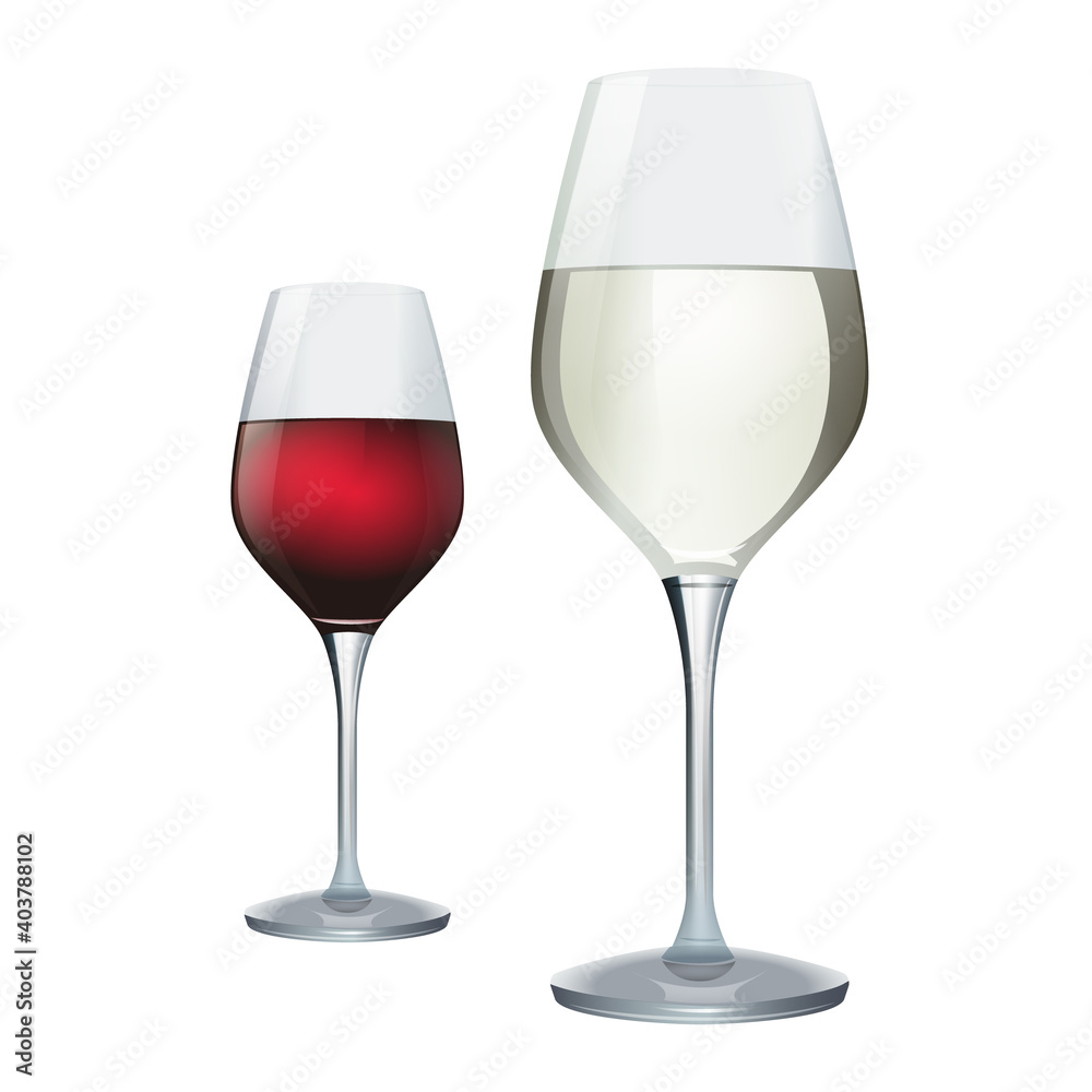 Set of wine isolated on white background. Wine bottle, made in a realistic style. Alcoholic drink. White and red wine. Vector illustration Set of wine isolated on white background. Wine bottle, made in a realistic style. Alcoholic drink. White and red wine. Vector illustration