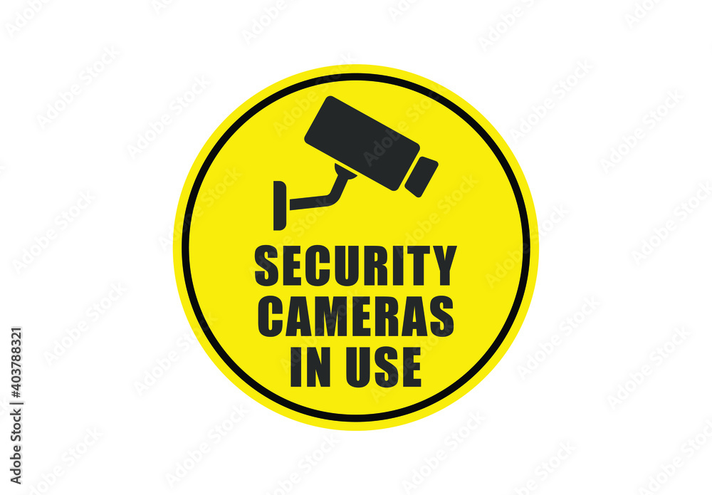 Warning security camera in use symbol icon fixed cctv camera logo sign
