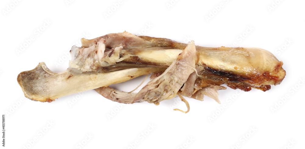 Goat meat roast with bones isolated on white background, top view Goat meat roast with bones isolated on white background, top view