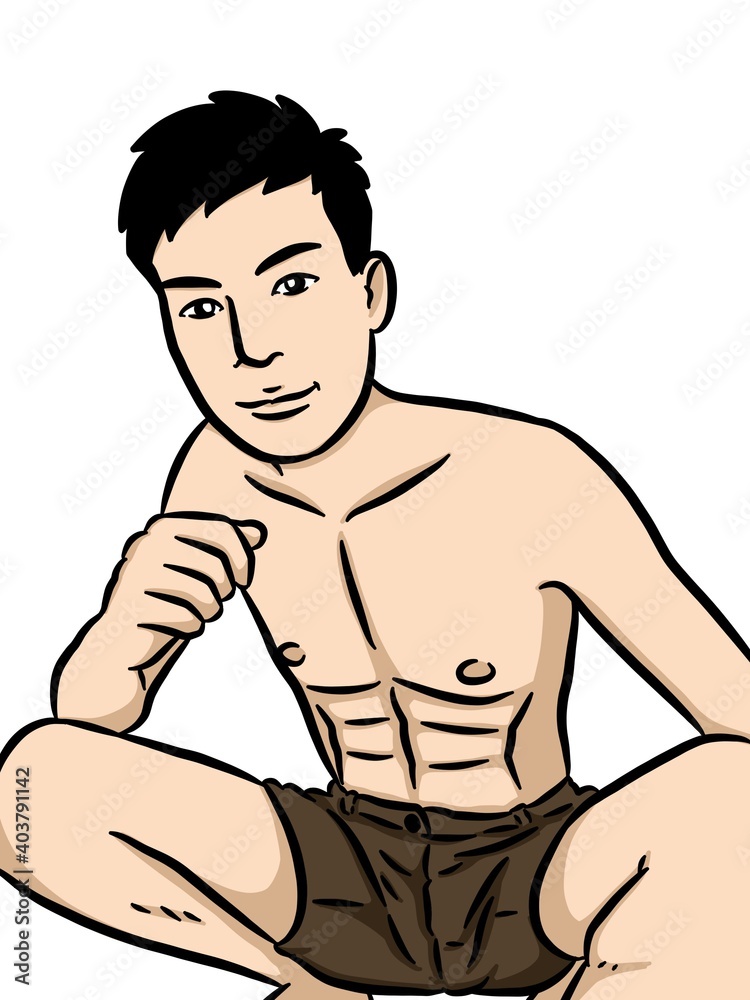 Fototapeta premium cartoon cute man on white background