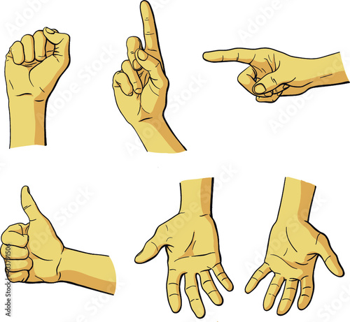 set of hand gestures - hand signals