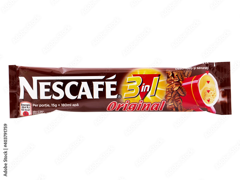 BUCHAREST, ROMANIA MARCH 30, 2015. Nescafe 3 in 1 Original, Instant