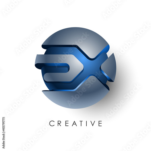 Modern Abstract 3D EX Logo for Creative Agency Branding