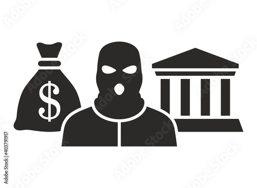 Bandit icon. Crime. Bank robbery. Vector icon isolated on white background. photo