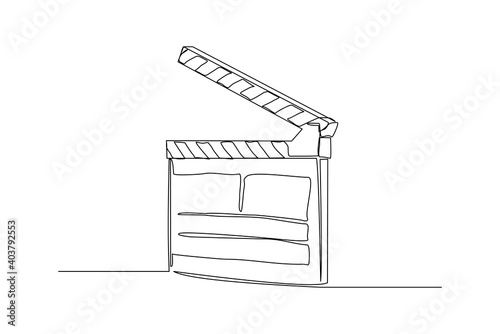 Continuous line drawing of retro old classic movie board clapper. Vintage film scene taker item concept single one line art design graphic vector illustration