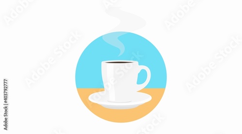 Vector Isolated Illustration of a Cup of Coffe with Steam. Coffee Icon