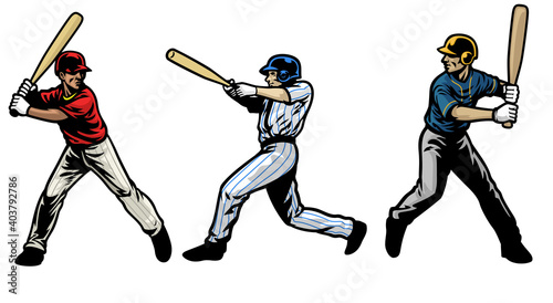 baseball player set swinging the bat