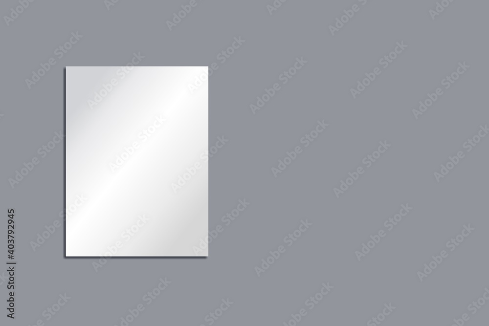 White poster mockup on Ultimate Gray wall. Blank canvas mock up for design. Gray wall background with poster. Space for text White poster mockup on Ultimate Gray wall. Blank canvas mock up for design. Gray wall background with poster. Space for text