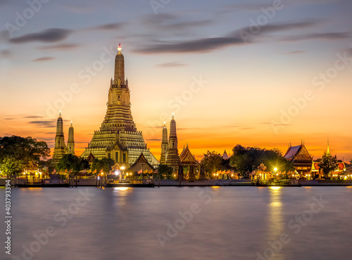 Place for tourist visit for landscape view of great temple in the middle of bangkok thailand © rsukawat1519
