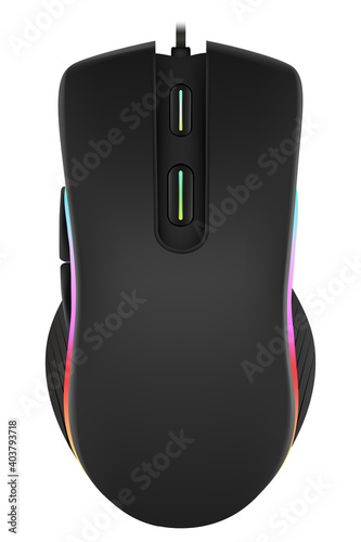 Vector drawing gaming computer mouse on white background