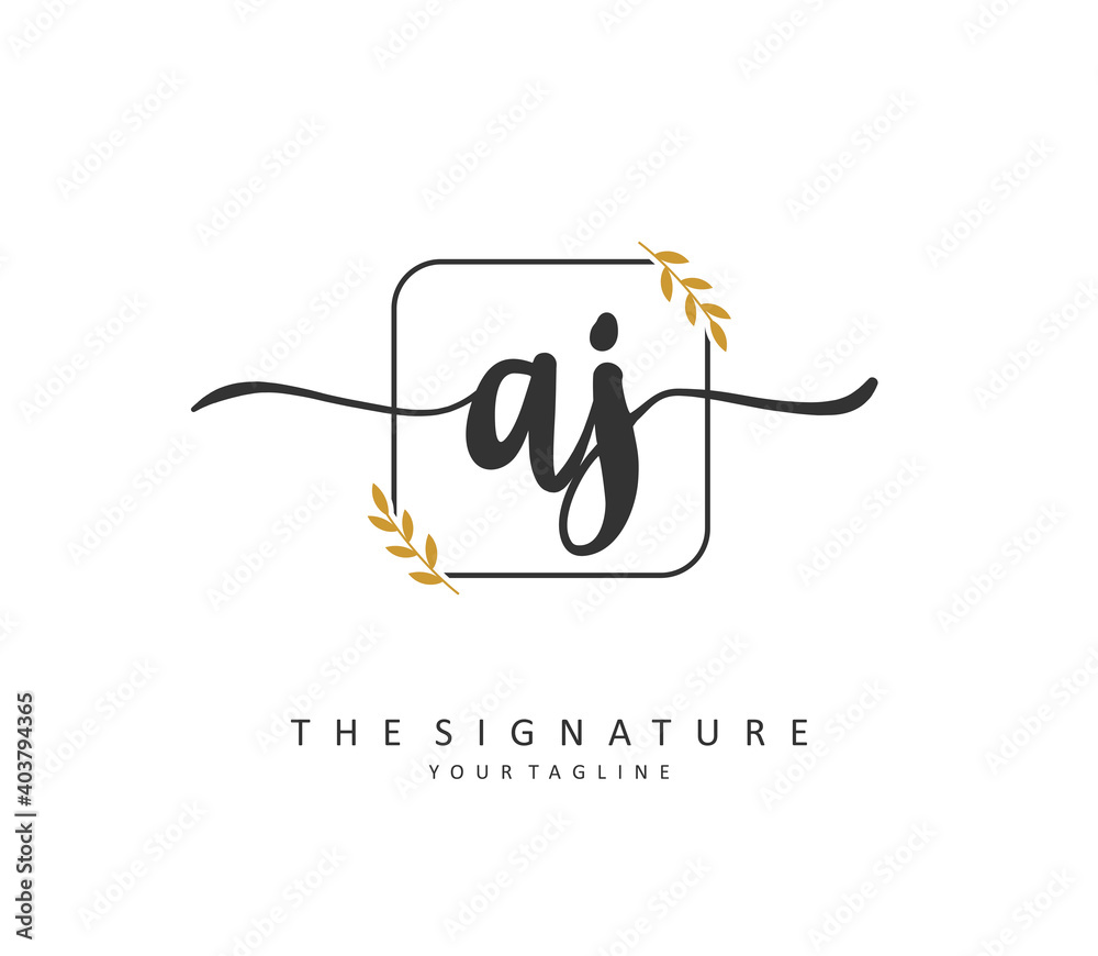 AJ Initial letter handwriting and signature logo. A concept handwriting initial logo with template element. AJ Initial letter handwriting and signature logo. A concept handwriting initial logo with template element.