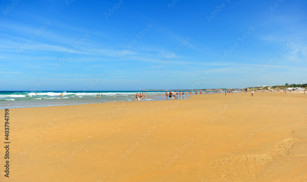 Beach of Bateles in Conil de la Frontera, a town famous for its beaches on the coast of Cadiz, Andalusia, Spain