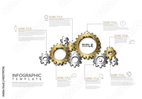 Vector Infographic report template metallic gear wheels