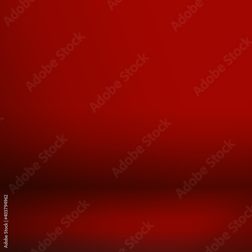 Red studio background, vector. Empty velvet studio room. Multicolored abstract background. For wallpaper, display product, layout and presentation. Useful for backdrop and montage. Light studio room