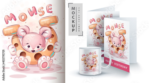 Mouse witrh horseshoe - poster and merchandising