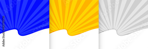 sunburst background presentation template in three colors