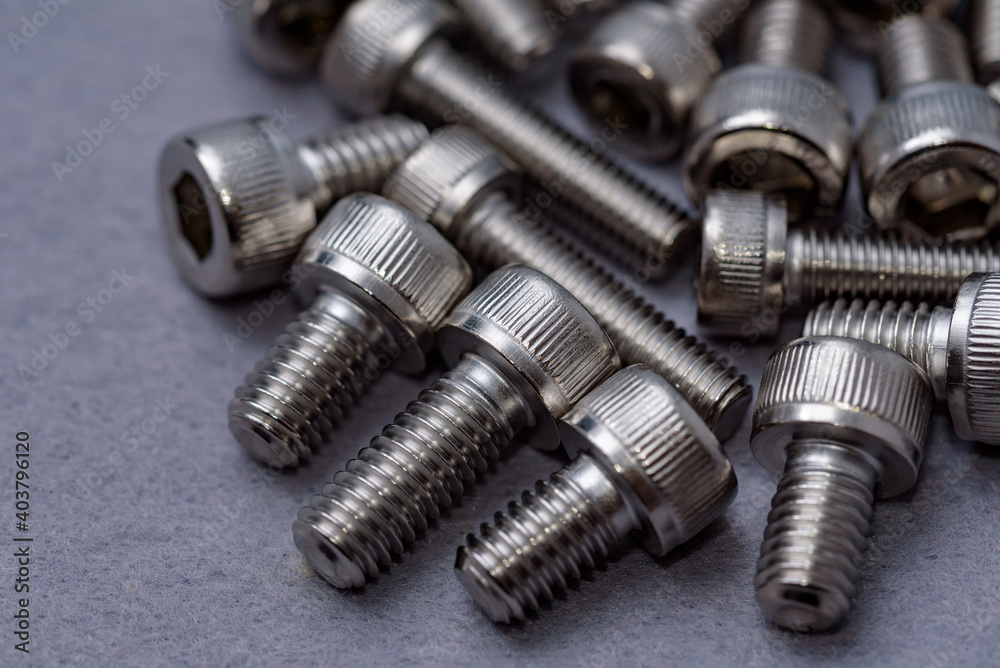 Lots of hexagon socket head cap screw (Gray background) Lots of hexagon socket head cap screw (Gray background)