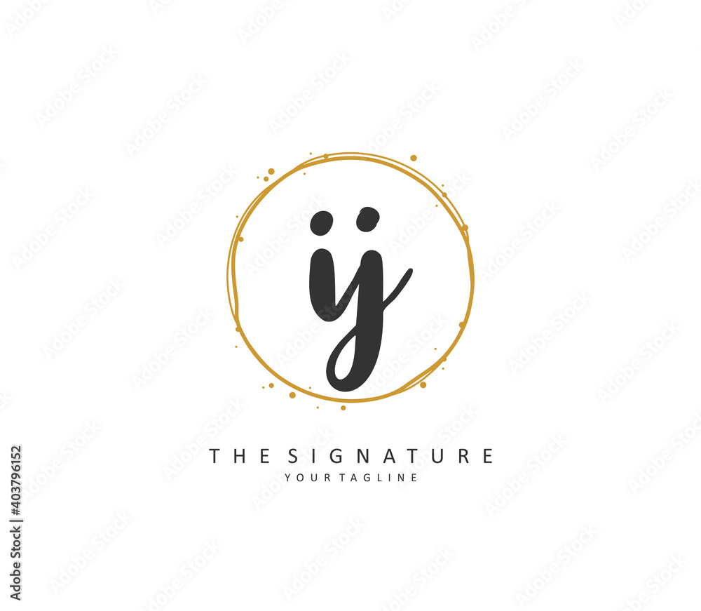 IJ Initial letter handwriting and signature logo. A concept handwriting initial logo with template element. IJ Initial letter handwriting and signature logo. A concept handwriting initial logo with template element.