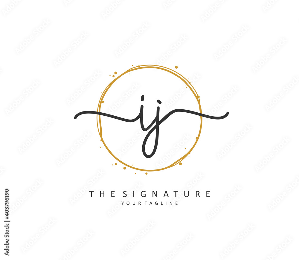 IJ Initial letter handwriting and signature logo. A concept handwriting initial logo with template element. IJ Initial letter handwriting and signature logo. A concept handwriting initial logo with template element.