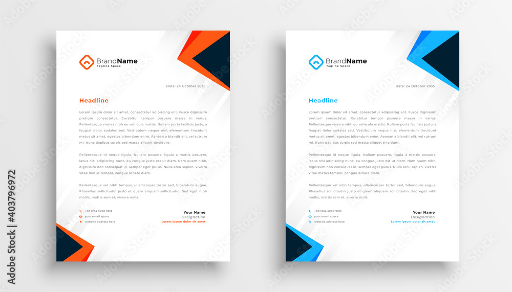 simple letterhead design set of two in geometric style simple letterhead design set of two in geometric style