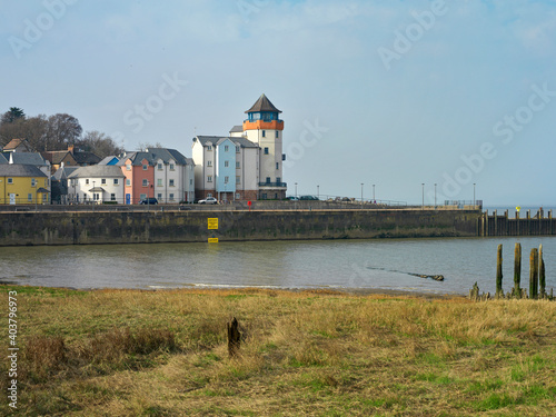 Painted houses in Portishead harbour photo