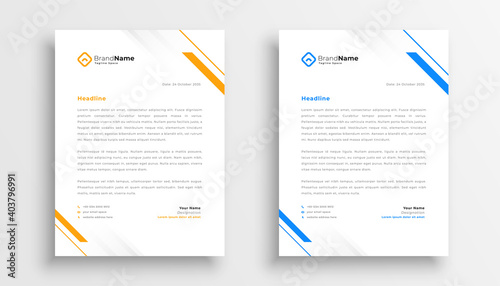 simple business letterhead design set of two photo