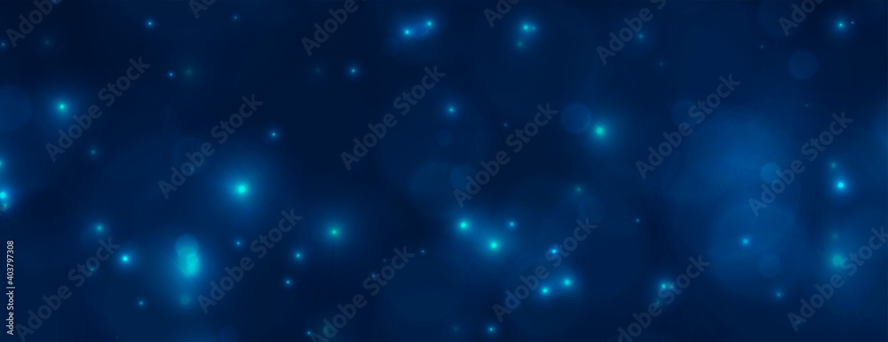 shimmering blue bokeh lights sparkles banner design