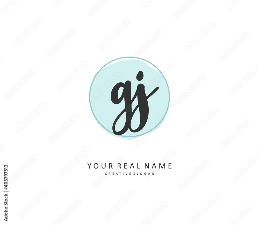 GJ Initial letter handwriting and signature logo. A concept handwriting initial logo with template element. GJ Initial letter handwriting and signature logo. A concept handwriting initial logo with template element.