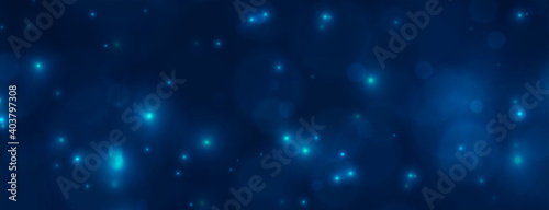 shimmering blue bokeh lights sparkles banner design