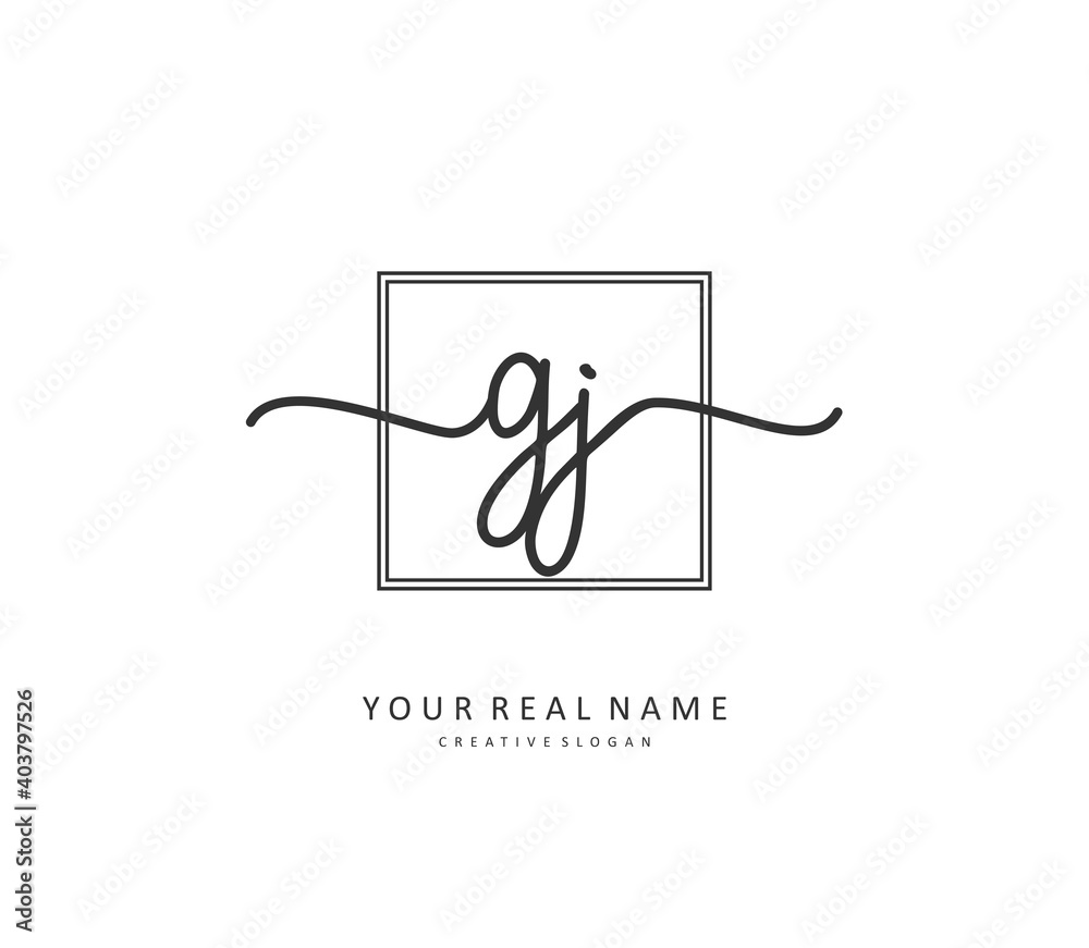 GJ Initial letter handwriting and signature logo. A concept handwriting initial logo with template element. GJ Initial letter handwriting and signature logo. A concept handwriting initial logo with template element.