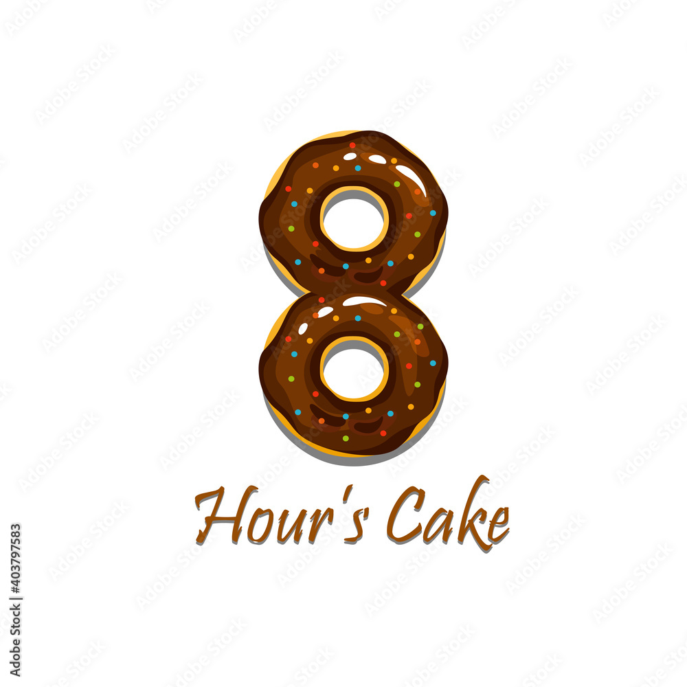 Fototapeta premium Chocolate glaze doughnuts with colorful sprinkles form the figure eight. Isolated in a white background