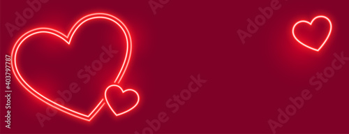 lovely neon hearts banner with text space
